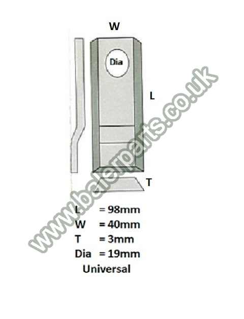 Mower Blade_x000D_n_x000D_nEquivalent to OEM: 98P 98P_x000D_n_x000D_nSpare part will fit - Various